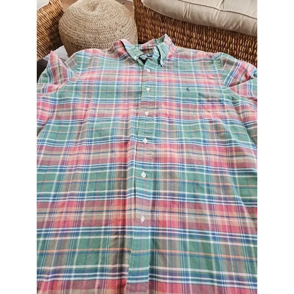 Ralph Lauren Custom Fit Plaid Button Down Shirt Men's Size XL Preppy Nautical - Picture 7 of 13
